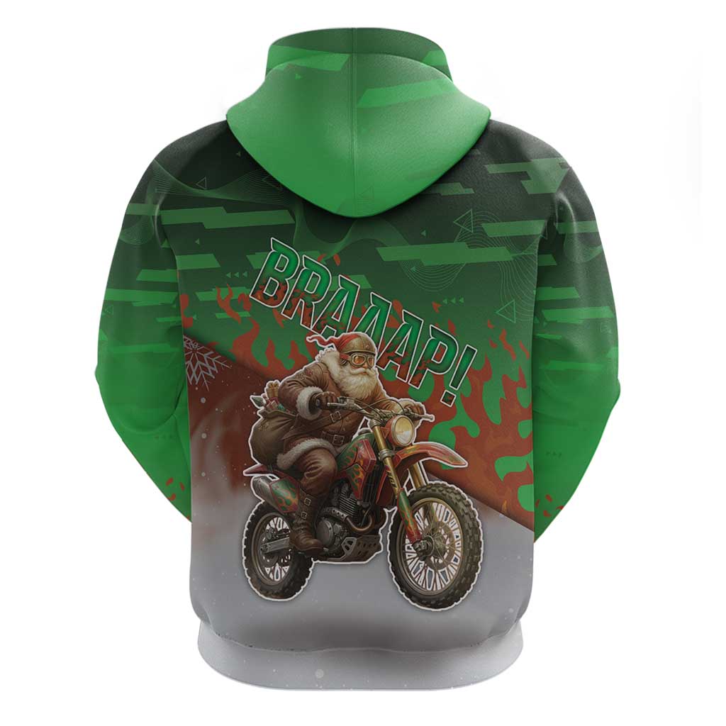Braaap Christmas Zip Hoodie Motocross Santa - Wonder Print Shop