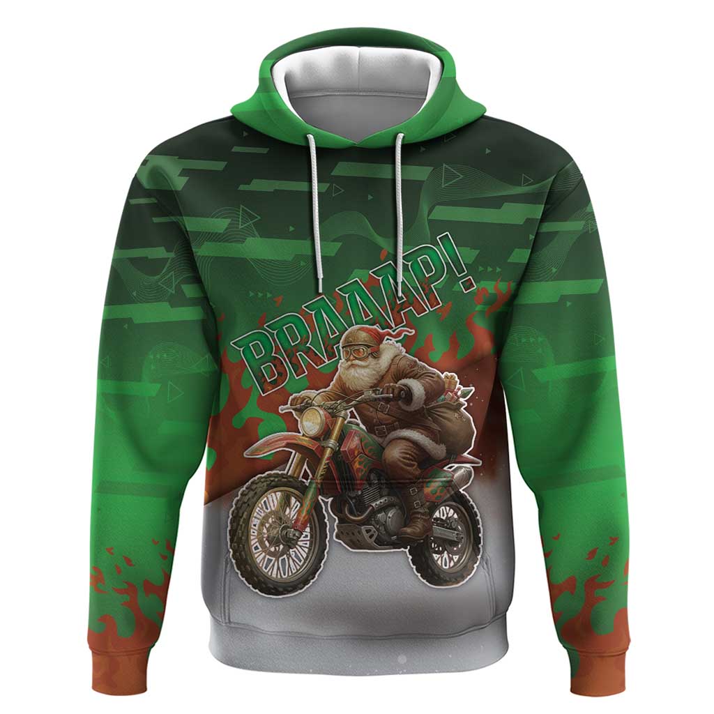 Braaap Christmas Zip Hoodie Motocross Santa - Wonder Print Shop