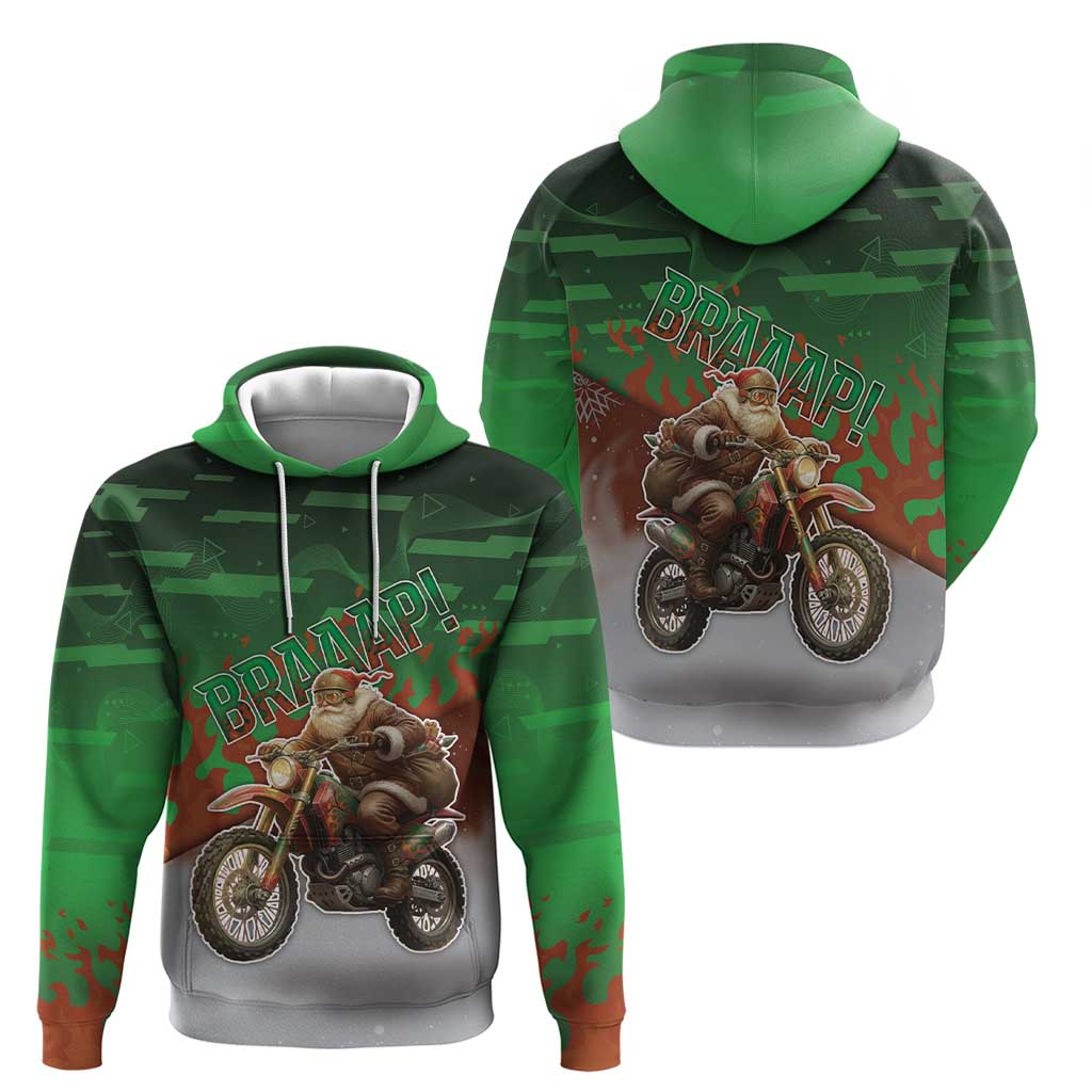 Braaap Christmas Zip Hoodie Motocross Santa - Wonder Print Shop