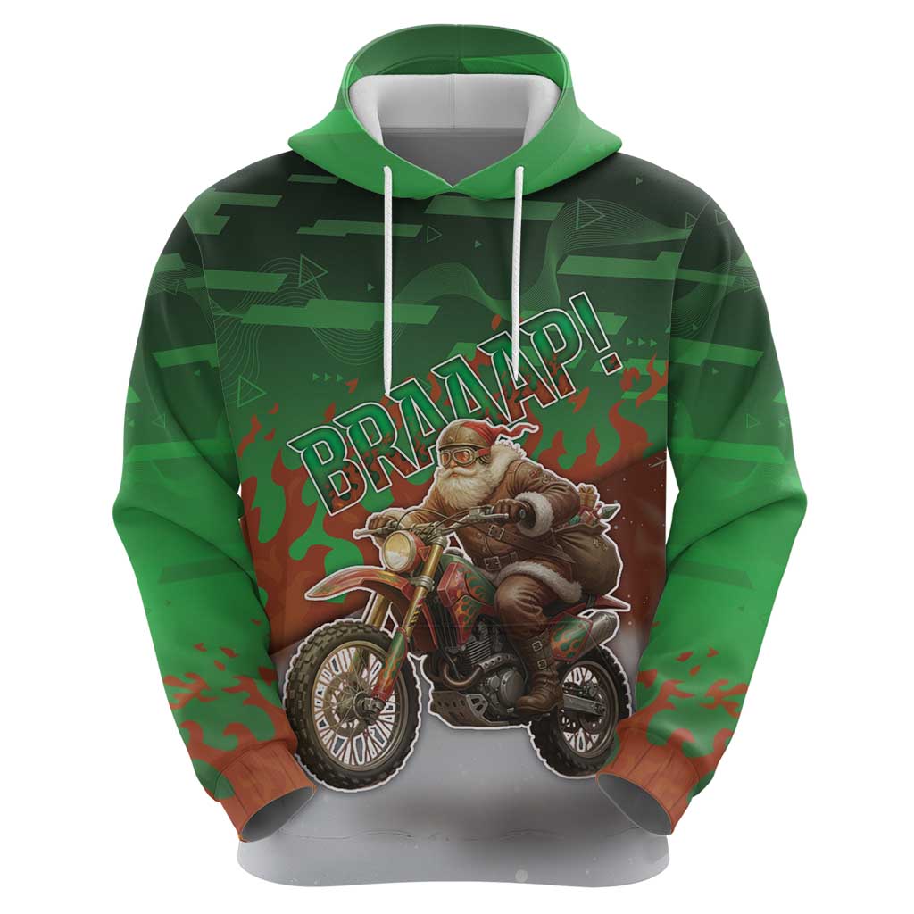 Braaap Christmas Zip Hoodie Motocross Santa - Wonder Print Shop