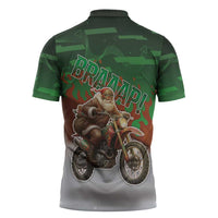 Braaap Christmas Zipper Polo Shirt Motocross Santa - Wonder Print Shop