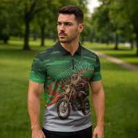 Braaap Christmas Zipper Polo Shirt Motocross Santa - Wonder Print Shop