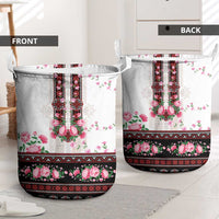 Red Romanian National Costume Laundry Basket Peony Flowers Traditional Folk Pattern - Wonder Print Shop