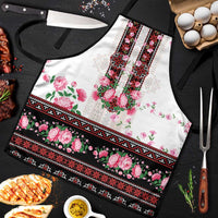 Red Romanian National Costume Apron Peony Flowers Traditional Folk Pattern - Wonder Print Shop