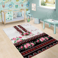 Red Romanian National Costume Area Rug Peony Flowers Traditional Folk Pattern - Wonder Print Shop