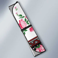 Red Romanian National Costume Auto Sun Shade Peony Flowers Traditional Folk Pattern - Wonder Print Shop