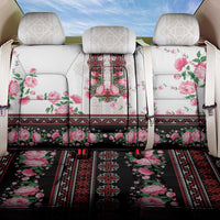 Red Romanian National Costume Back Car Seat Cover Peony Flowers Traditional Folk Pattern - Wonder Print Shop
