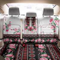 Red Romanian National Costume Back Car Seat Cover Peony Flowers Traditional Folk Pattern - Wonder Print Shop