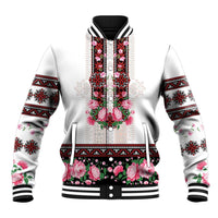 Red Romanian National Costume Baseball Jacket Peony Flowers Traditional Folk Pattern - Wonder Print Shop