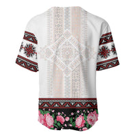 Red Romanian National Costume Baseball Jersey Peony Flowers Traditional Folk Pattern - Wonder Print Shop
