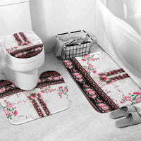 Red Romanian National Costume Bathroom Set Peony Flowers Traditional Folk Pattern - Wonder Print Shop
