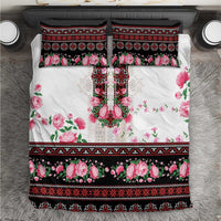 Red Romanian National Costume Bedding Set Peony Flowers Traditional Folk Pattern - Wonder Print Shop