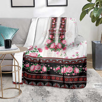 Red Romanian National Costume Blanket Peony Flowers Traditional Folk Pattern - Wonder Print Shop