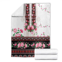Red Romanian National Costume Blanket Peony Flowers Traditional Folk Pattern - Wonder Print Shop