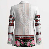 Red Romanian National Costume Blazer Peony Flowers Traditional Folk Pattern - Wonder Print Shop