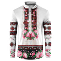 Red Romanian National Costume Button Sweatshirt Peony Flowers Traditional Folk Pattern - Wonder Print Shop