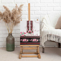 Red Romanian National Costume Canvas Wall Art Peony Flowers Traditional Folk Pattern - Wonder Print Shop