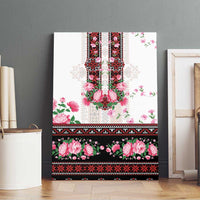 Red Romanian National Costume Canvas Wall Art Peony Flowers Traditional Folk Pattern - Wonder Print Shop