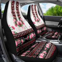 Red Romanian National Costume Car Seat Cover Peony Flowers Traditional Folk Pattern - Wonder Print Shop