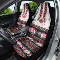 Red Romanian National Costume Car Seat Cover Peony Flowers Traditional Folk Pattern - Wonder Print Shop