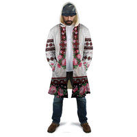 Red Romanian National Costume Cloak Peony Flowers Traditional Folk Pattern - Wonder Print Shop