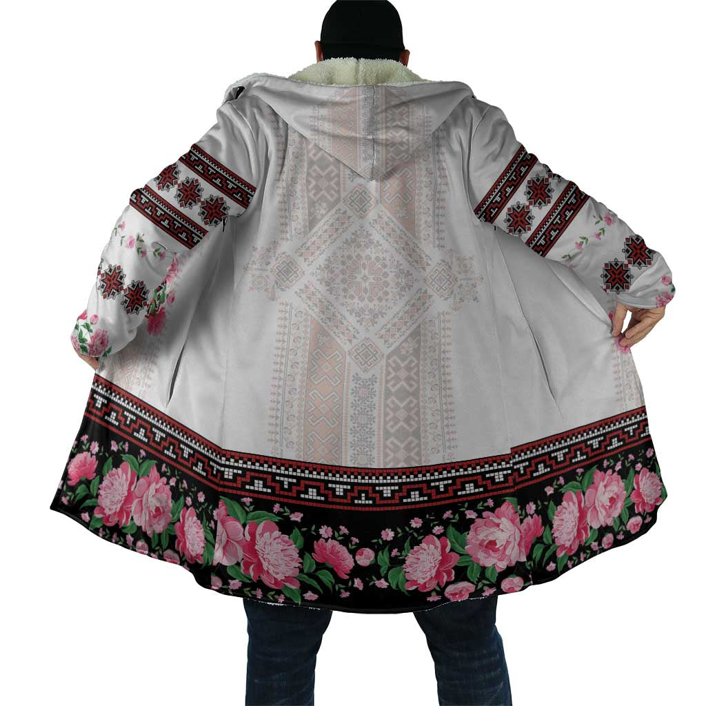 Red Romanian National Costume Cloak Peony Flowers Traditional Folk Pattern - Wonder Print Shop