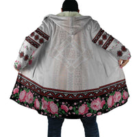 Red Romanian National Costume Cloak Peony Flowers Traditional Folk Pattern - Wonder Print Shop