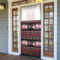 Red Romanian National Costume Door Cover Peony Flowers Traditional Folk Pattern - Wonder Print Shop