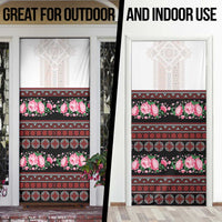 Red Romanian National Costume Door Cover Peony Flowers Traditional Folk Pattern - Wonder Print Shop