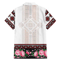 Red Romanian National Costume Family Matching Mermaid Dress and Hawaiian Shirt Peony Flowers Traditional Folk Pattern - Wonder Print Shop