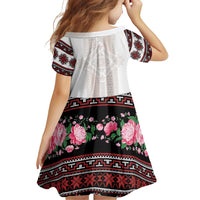 Red Romanian National Costume Family Matching Off Shoulder Maxi Dress and Hawaiian Shirt Peony Flowers Traditional Folk Pattern - Wonder Print Shop