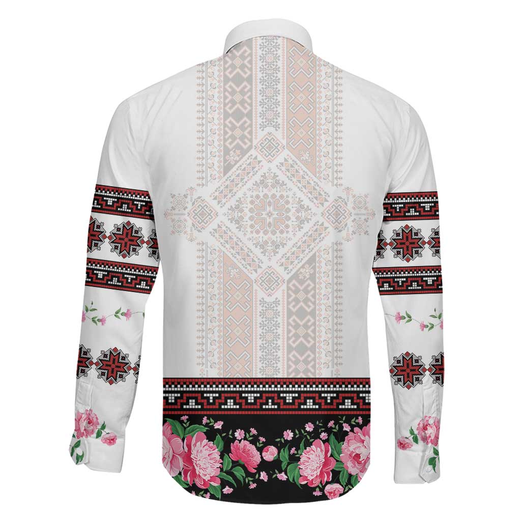 Red Romanian National Costume Family Matching Summer Maxi Dress and Hawaiian Shirt Peony Flowers Traditional Folk Pattern - Wonder Print Shop