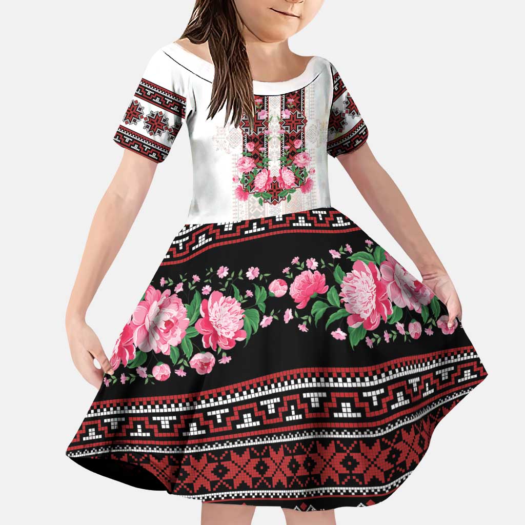 Red Romanian National Costume Family Matching Tank Maxi Dress and Hawaiian Shirt Peony Flowers Traditional Folk Pattern - Wonder Print Shop
