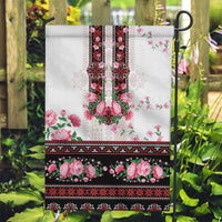 Red Romanian National Costume Garden Flag Peony Flowers Traditional Folk Pattern - Wonder Print Shop