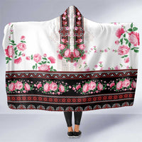 Red Romanian National Costume Hooded Blanket Peony Flowers Traditional Folk Pattern - Wonder Print Shop