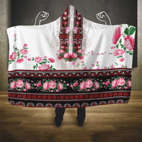 Red Romanian National Costume Hooded Blanket Peony Flowers Traditional Folk Pattern - Wonder Print Shop