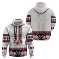 Red Romanian National Costume Hoodie Peony Flowers Traditional Folk Pattern - Wonder Print Shop