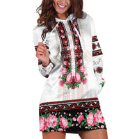 Red Romanian National Costume Hoodie Dress Peony Flowers Traditional Folk Pattern - Wonder Print Shop