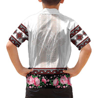 Red Romanian National Costume Kid Hawaiian Shirt Peony Flowers Traditional Folk Pattern - Wonder Print Shop