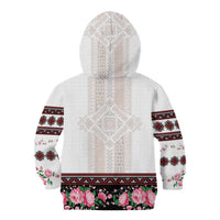 Red Romanian National Costume Kid Hoodie Peony Flowers Traditional Folk Pattern - Wonder Print Shop