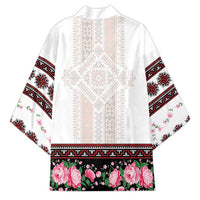 Red Romanian National Costume Kimono Peony Flowers Traditional Folk Pattern - Wonder Print Shop