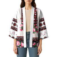 Red Romanian National Costume Kimono Peony Flowers Traditional Folk Pattern - Wonder Print Shop
