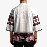 Red Romanian National Costume Kimono Peony Flowers Traditional Folk Pattern - Wonder Print Shop