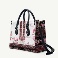 Red Romanian National Costume Leather Bag Peony Flowers Traditional Folk Pattern - Wonder Print Shop