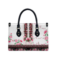 Red Romanian National Costume Leather Bag Peony Flowers Traditional Folk Pattern - Wonder Print Shop
