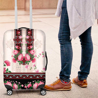 Red Romanian National Costume Luggage Cover Peony Flowers Traditional Folk Pattern - Wonder Print Shop