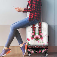 Red Romanian National Costume Luggage Cover Peony Flowers Traditional Folk Pattern - Wonder Print Shop