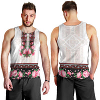 Red Romanian National Costume Men Tank Top Peony Flowers Traditional Folk Pattern - Wonder Print Shop