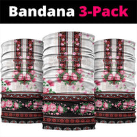 Red Romanian National Costume Neck Gaiter Peony Flowers Traditional Folk Pattern - Wonder Print Shop