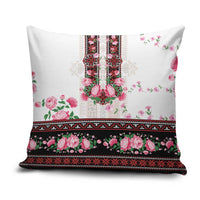 Red Romanian National Costume Pillow Cover Peony Flowers Traditional Folk Pattern - Wonder Print Shop